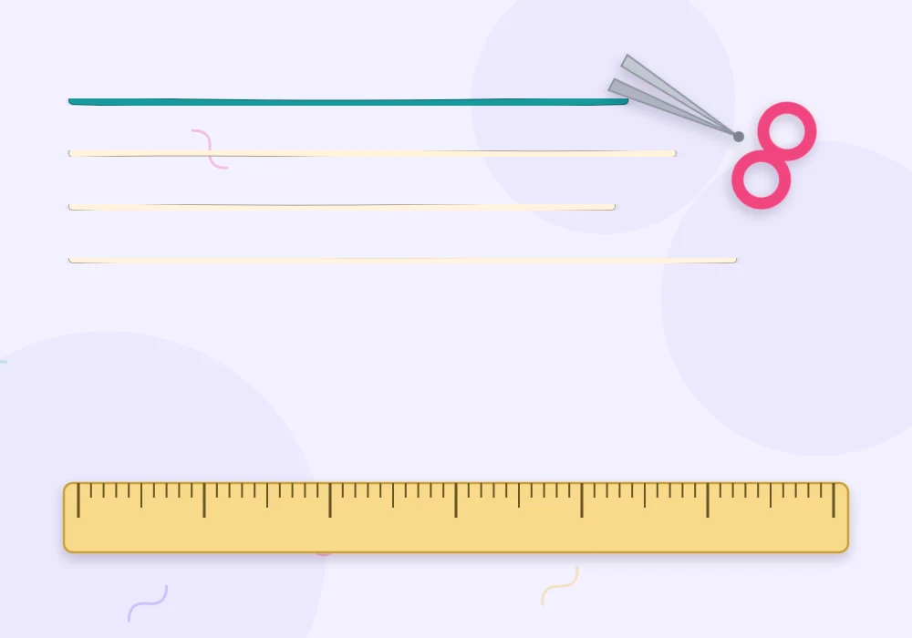 Strands of teal and cream embroidery floss laid beside a ruler with a pair of scissors